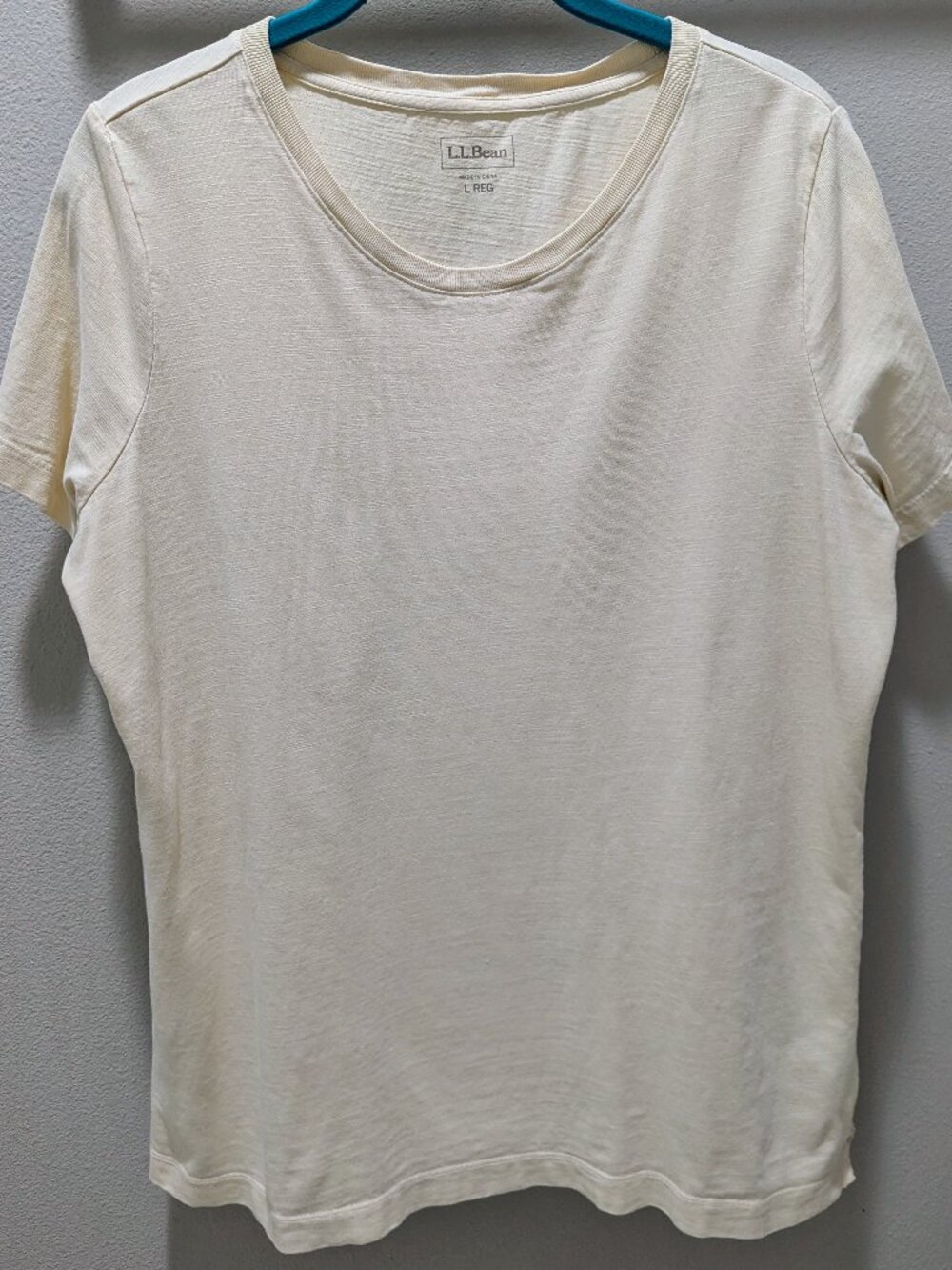 LL BEAN Women's Organic Cotton Short Sleeve Yellow T-shirt L